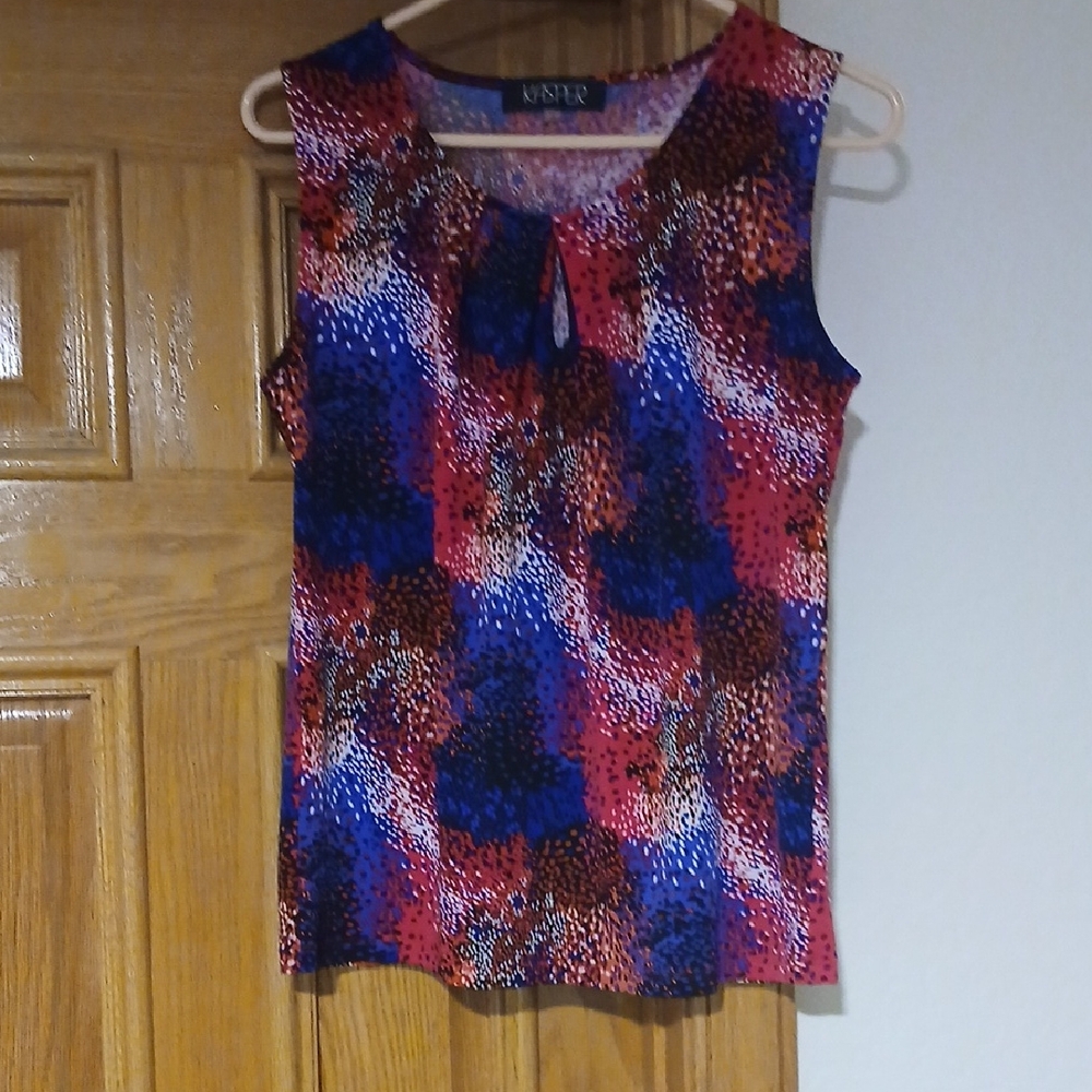 Kasper Women's Multicolor Sleeveless Top Size S RED, WHITE/BLUE/PINK NWOT
